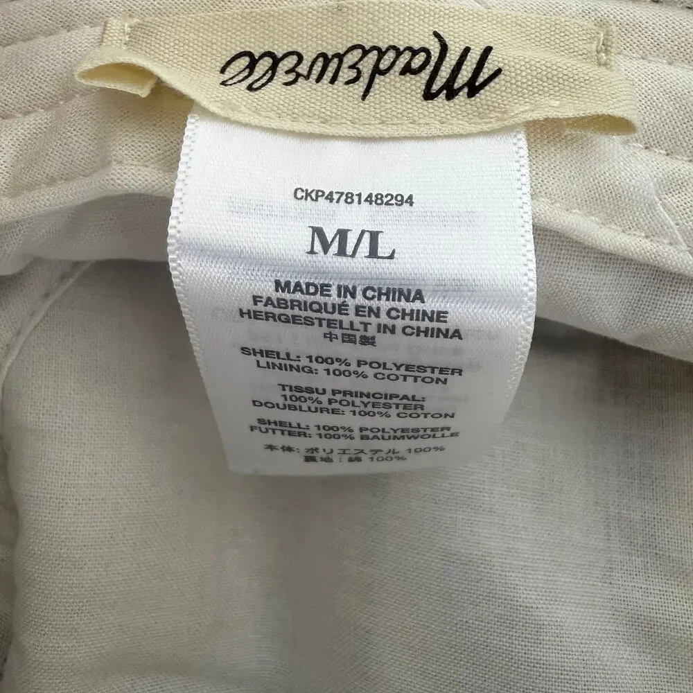 Madewell Womens Soft Sherpa Canvas Cozy Plaid Dusk Beige/Grey Bucket Hat M/L